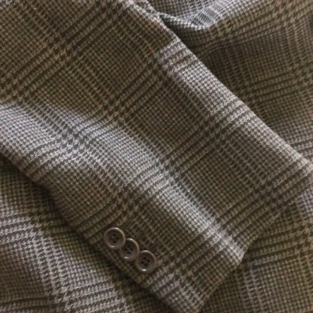Men’s Sz 44R ARMANI COLLEZIONI Blazer Suit Jacket Checkered Pattern grey/black - Picture 7 of 7